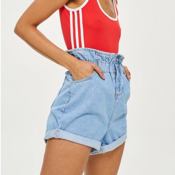 topshop paperbag denim shorts